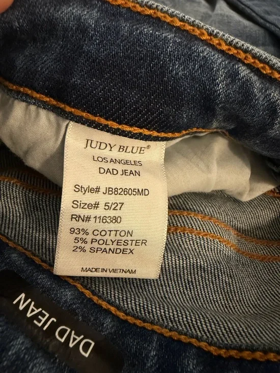 Judy Blue Dad Jeans Distressed Raw Hem High Rise 5/27 - Picture 10 of 11